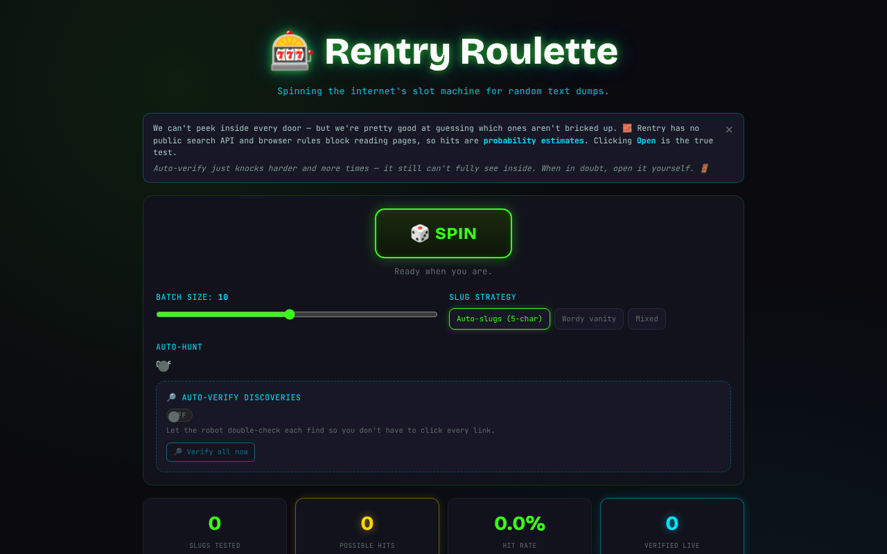 Rentry Roulette screenshot