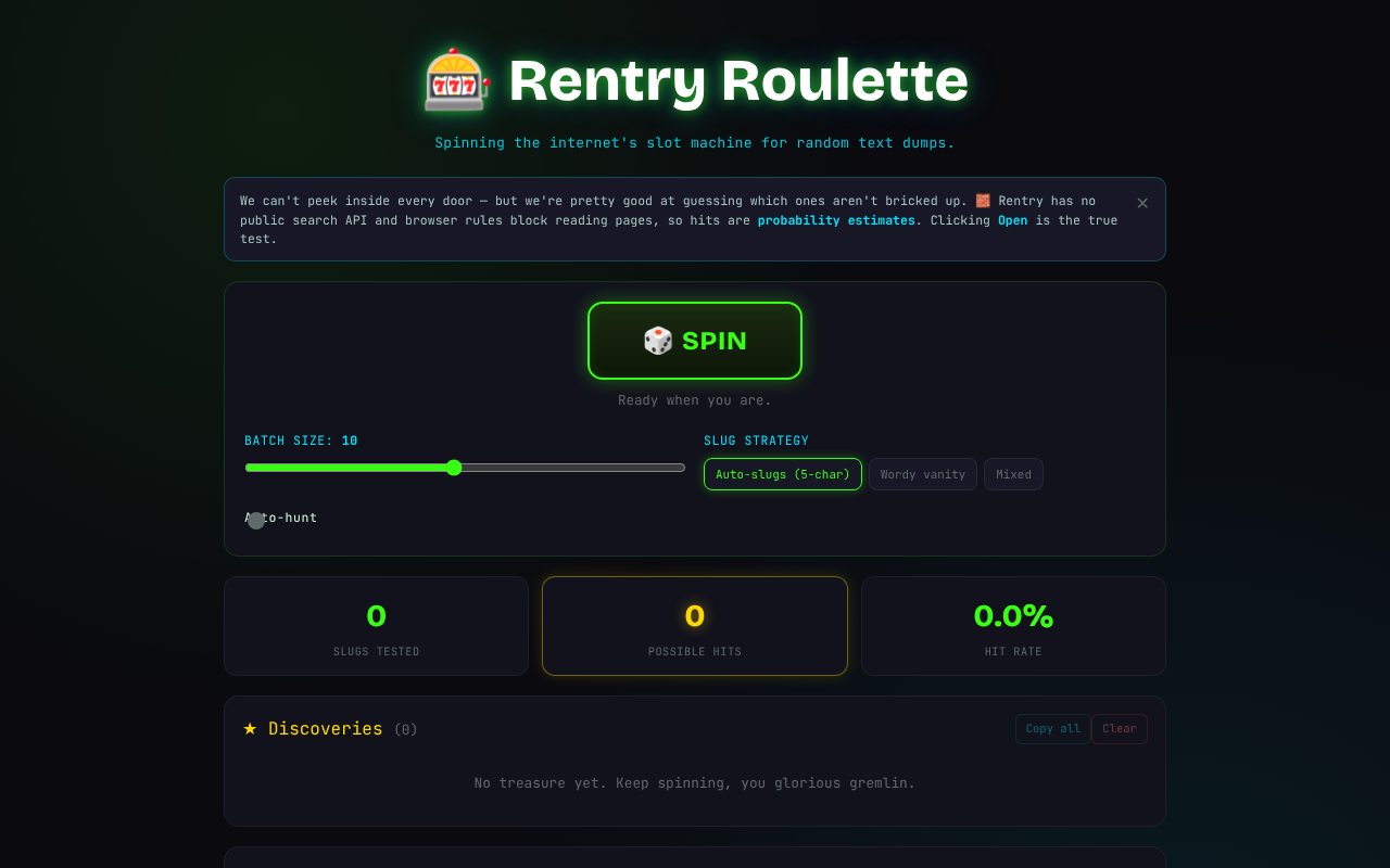 rentry-roulette-playful app