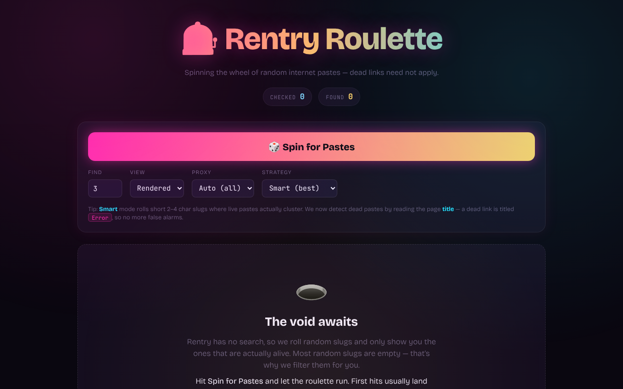 rentry-roulette app