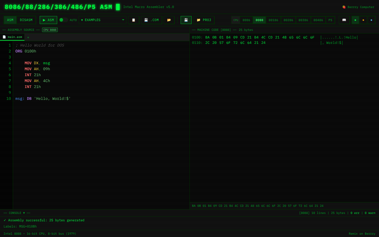 8088/286 ASM screenshot