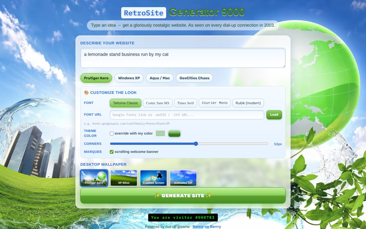 retrosite-generator-9000 app