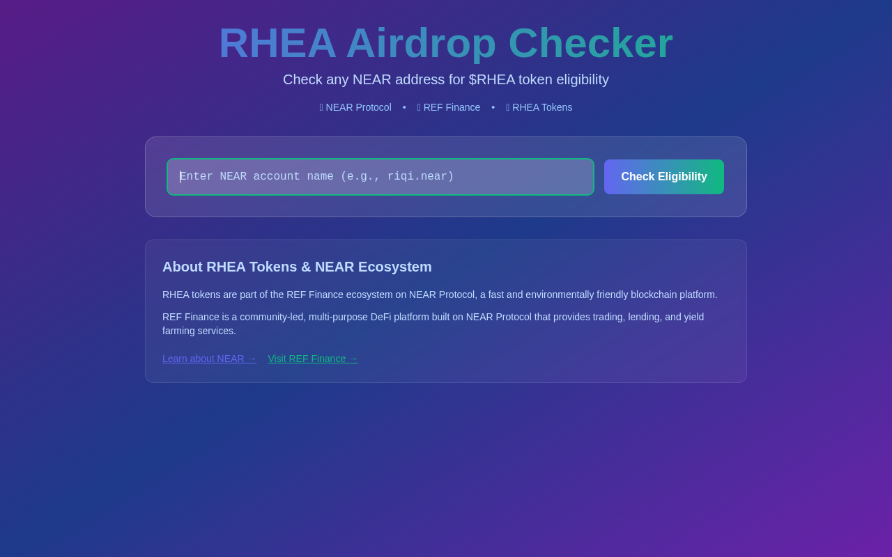 RHEA Airdrop Checker screenshot