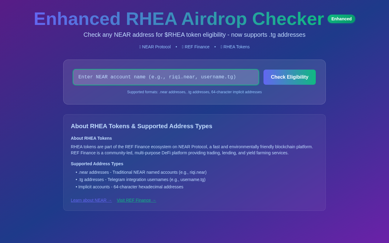 RHEA Airdrop Checker screenshot