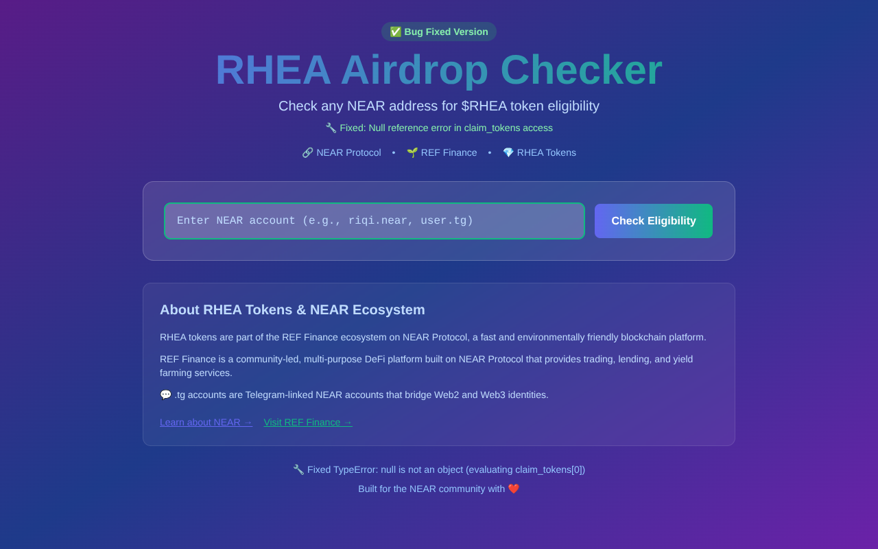 RHEA Airdrop Validator screenshot