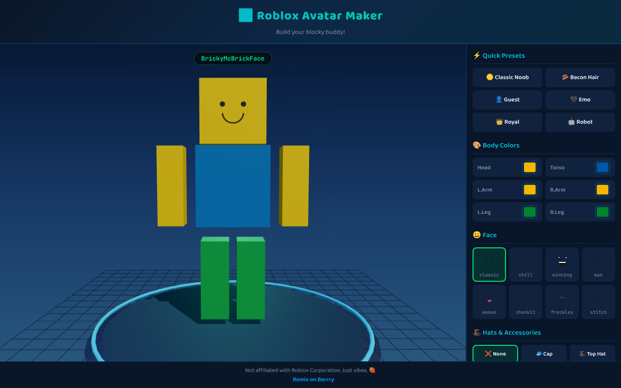 Blocky Avatar Builder screenshot