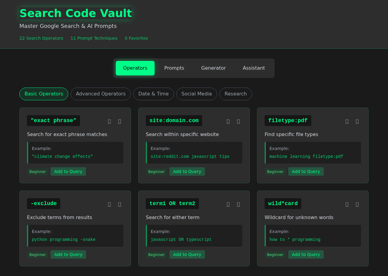 Search Code Vault screenshot