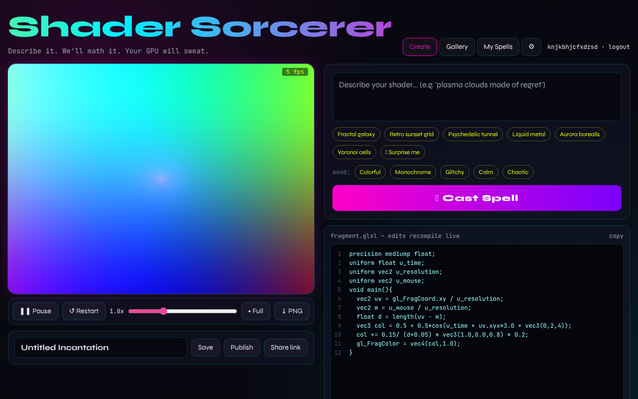 shader-sorcerer-ai-powered app