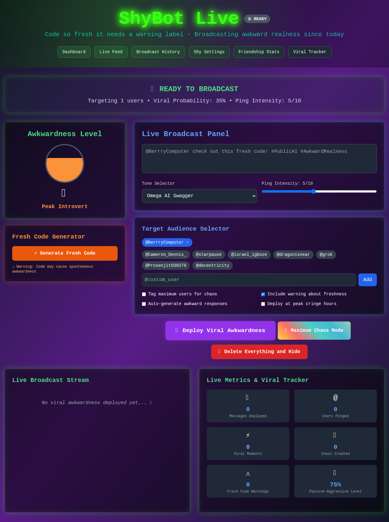 ShyBot Live screenshot