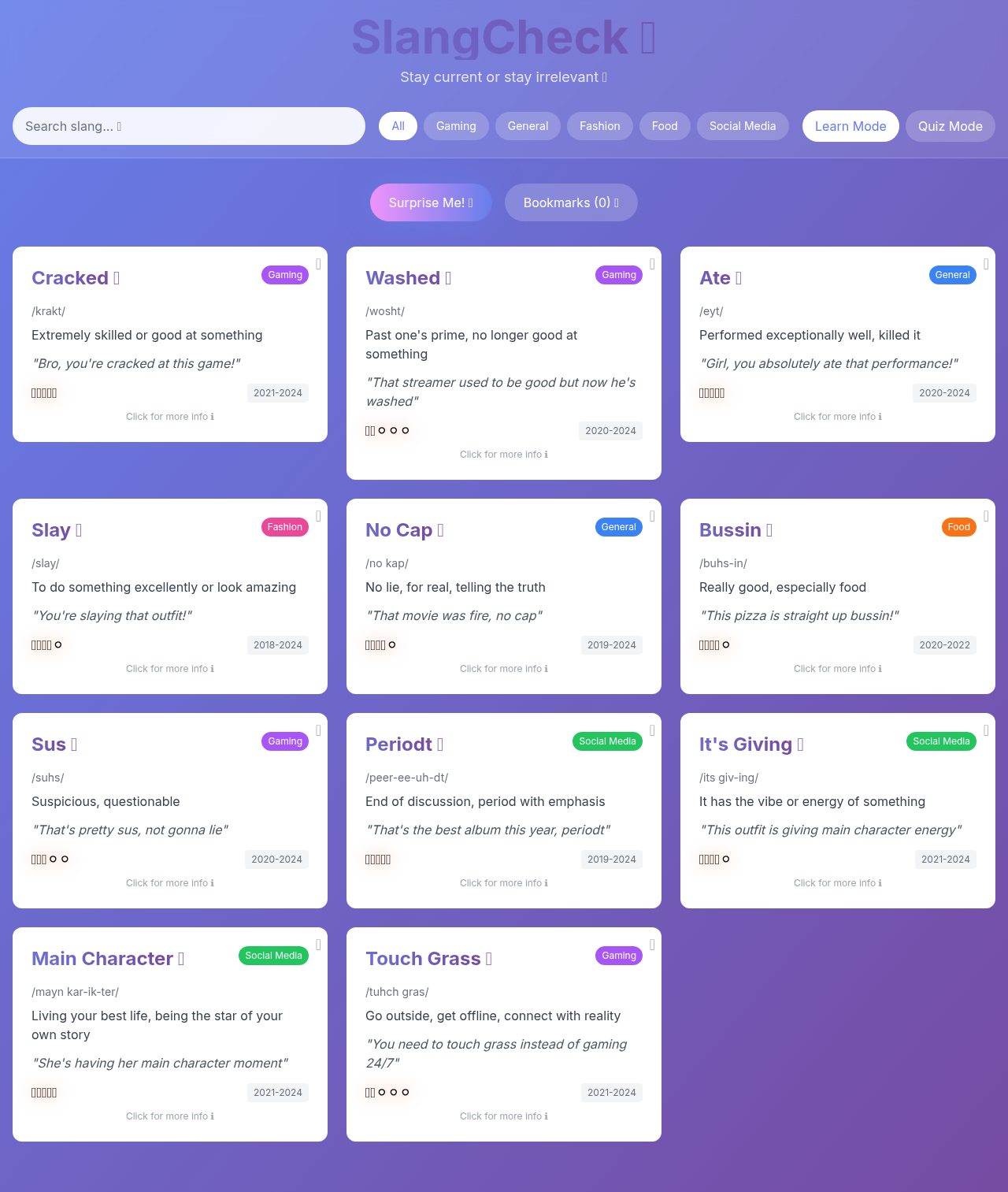 SlangCheck screenshot