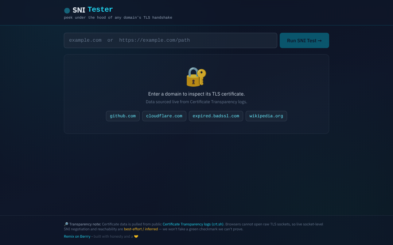 sni-tester-clean app