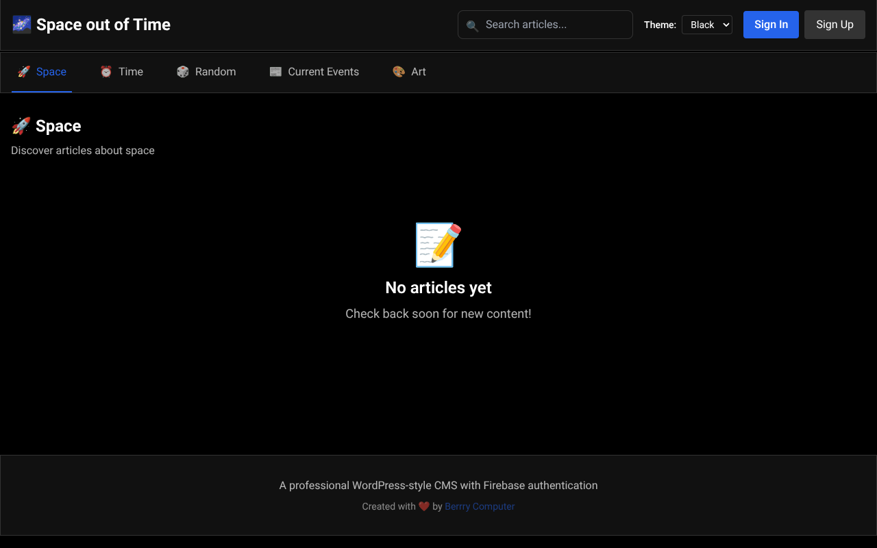 Space Out of Time CMS screenshot