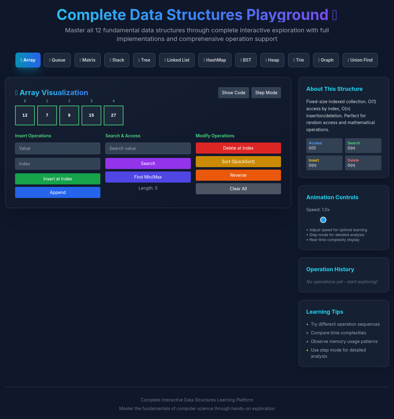 Data Structure Playground screenshot