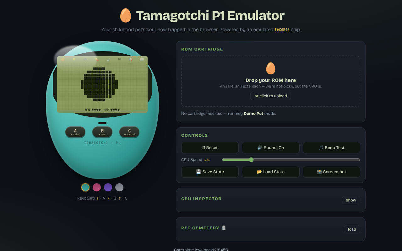 Tamagotchi P1 Emulator screenshot