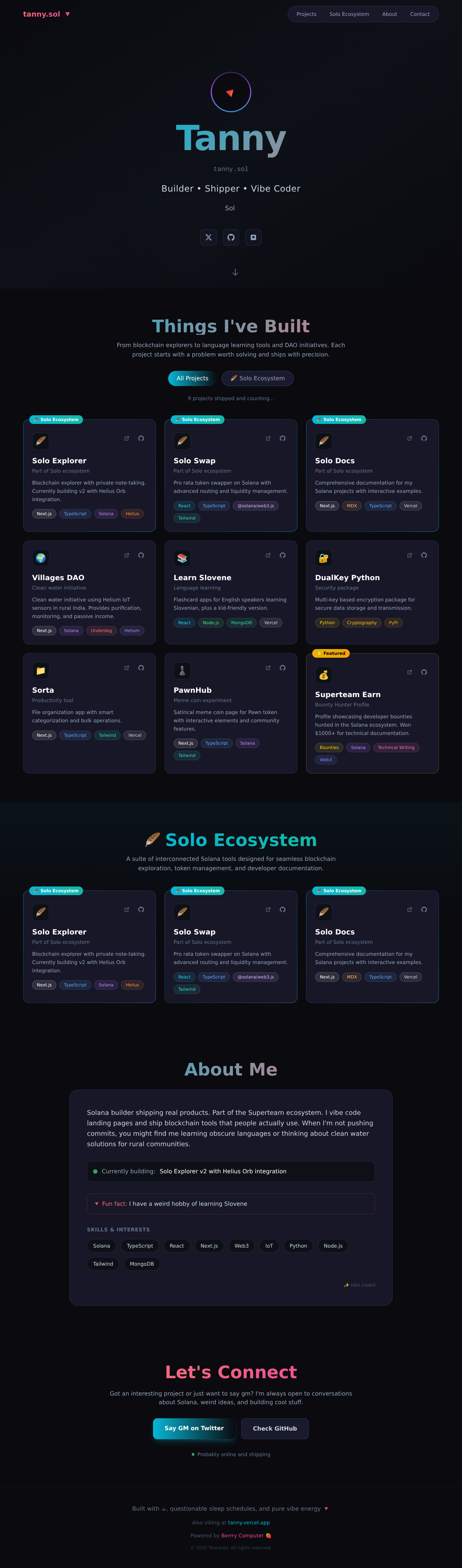 Tanny's Portfolio screenshot