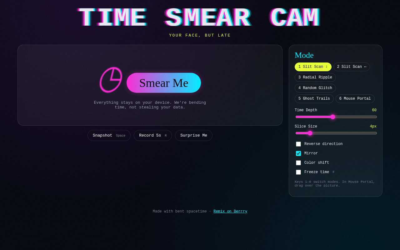 time-smear-cam app