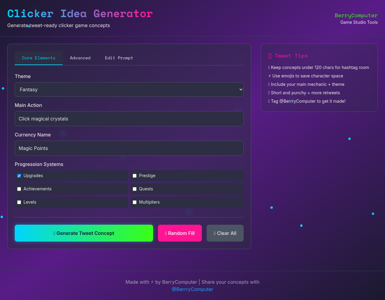 Clicker Concept Forge screenshot