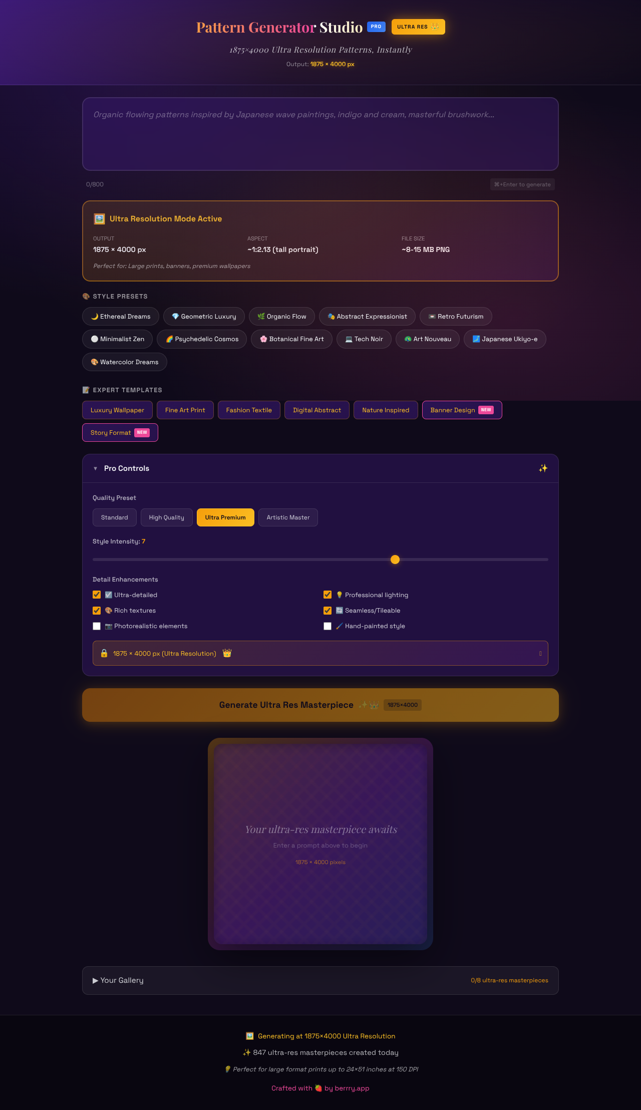 ultrapatterngenpro app