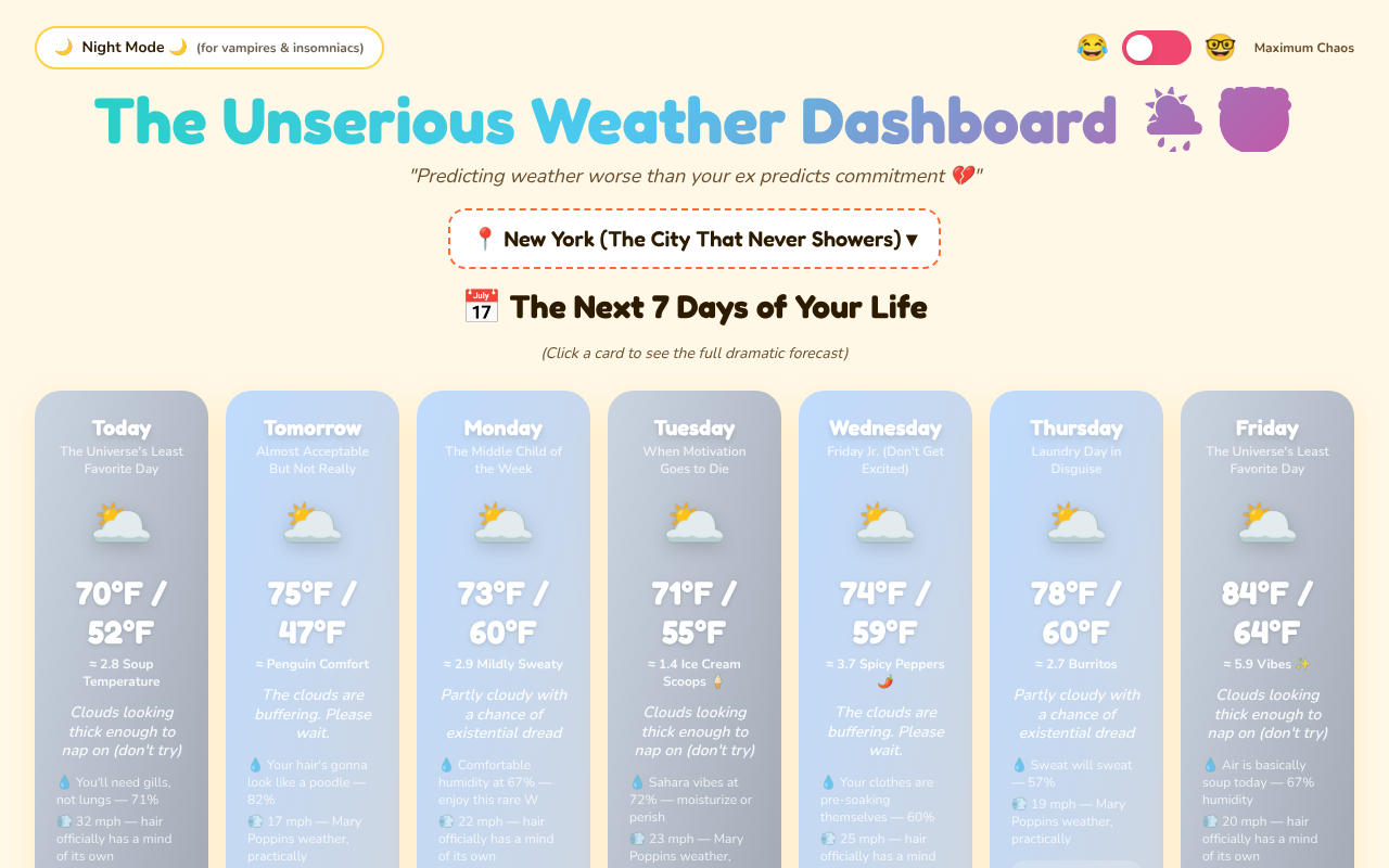 unserious-weather app