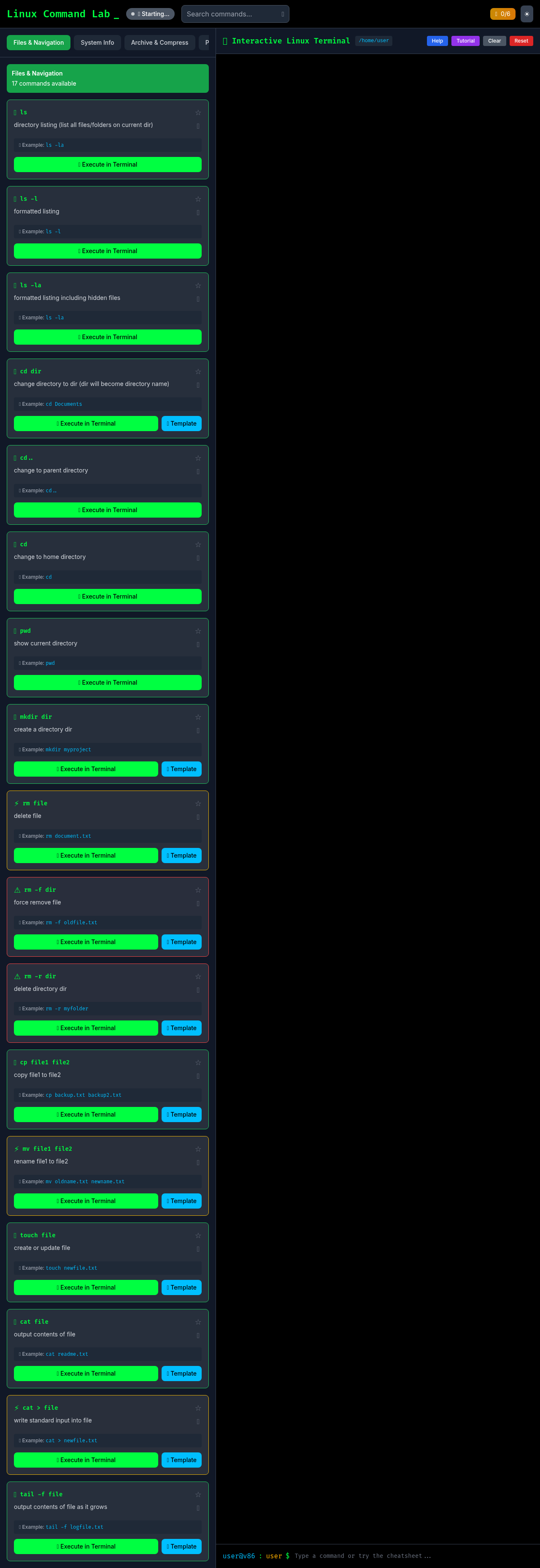 Linux Command Lab screenshot