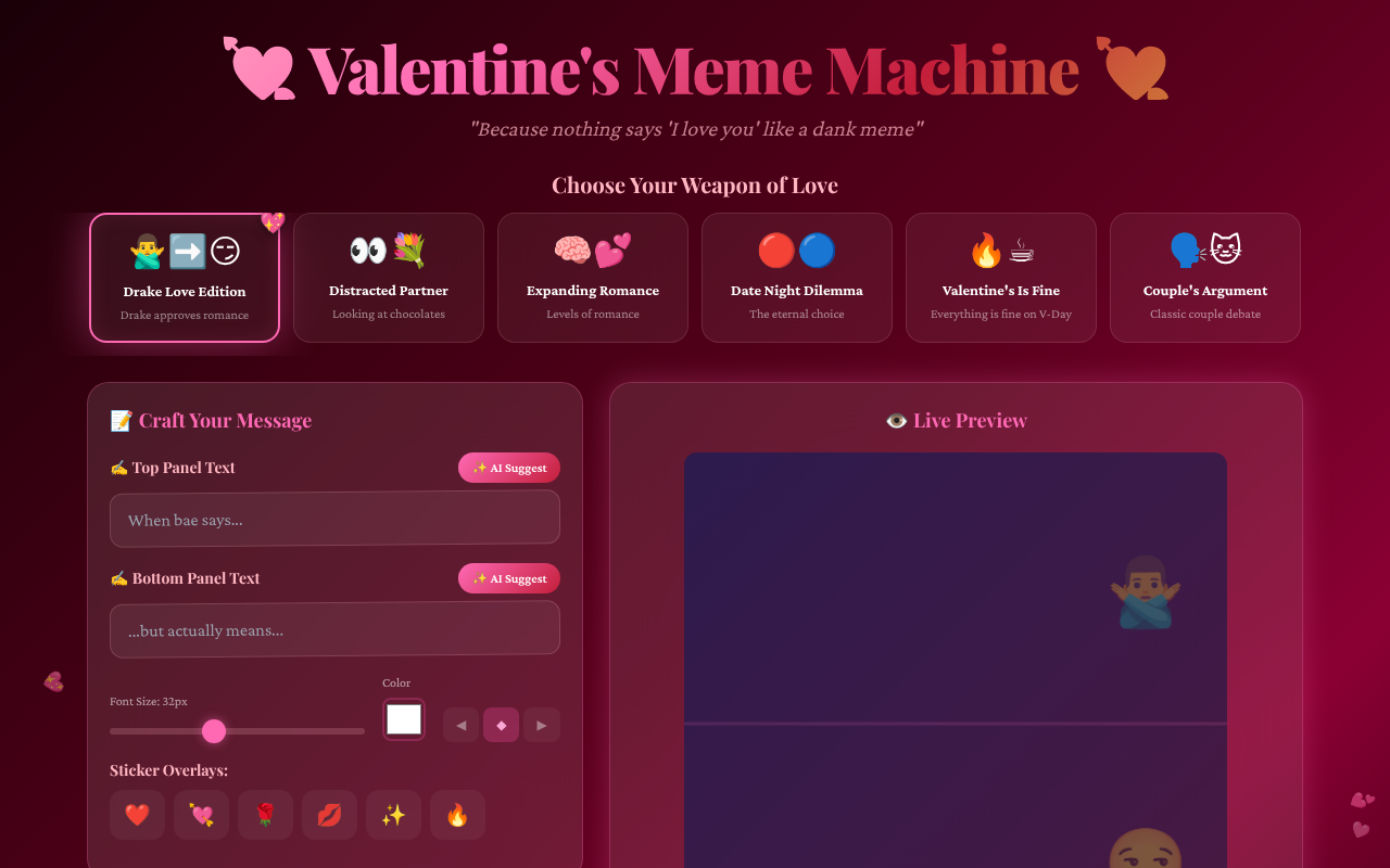 valentine-meme app