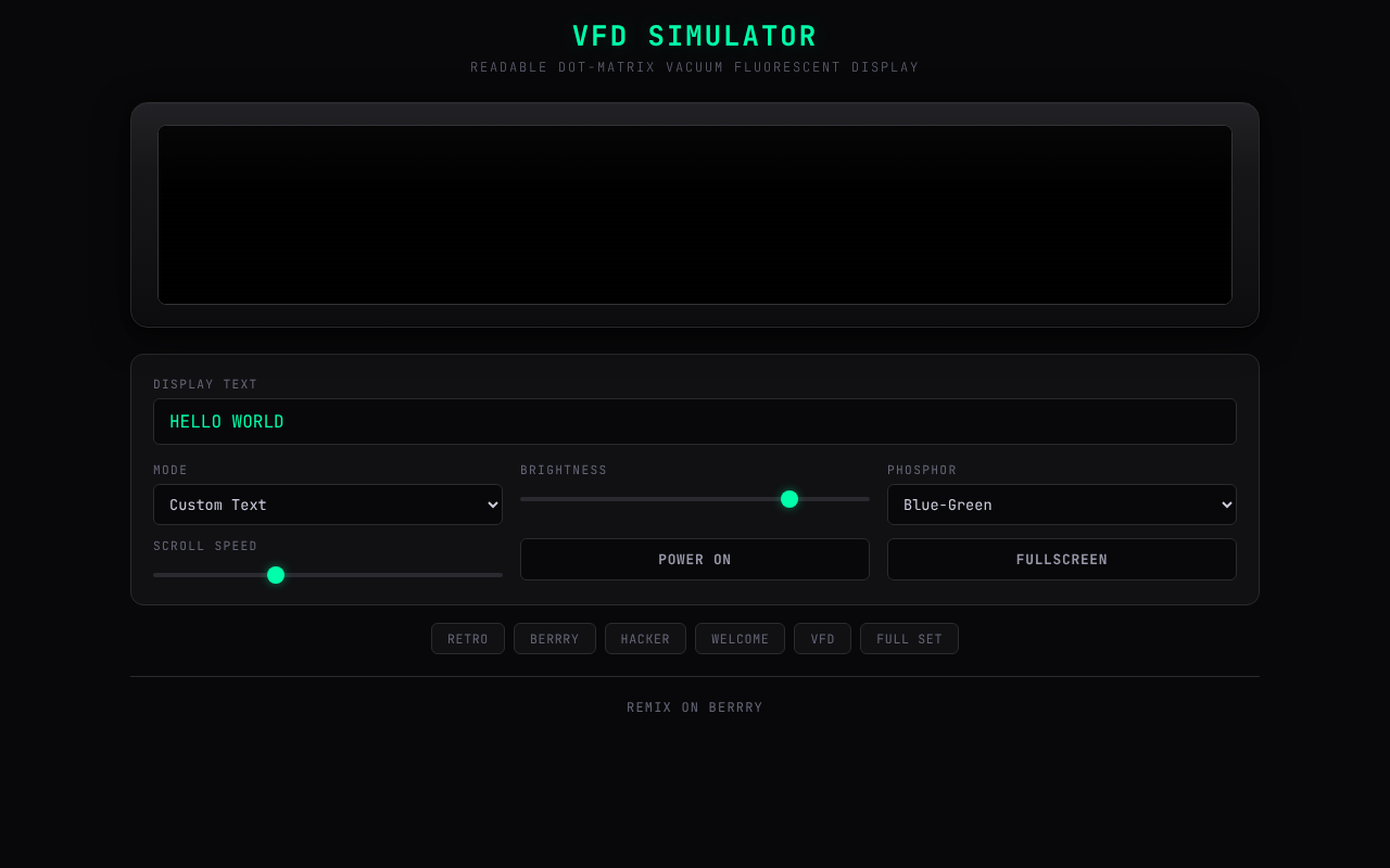 VFD Display Simulator screenshot