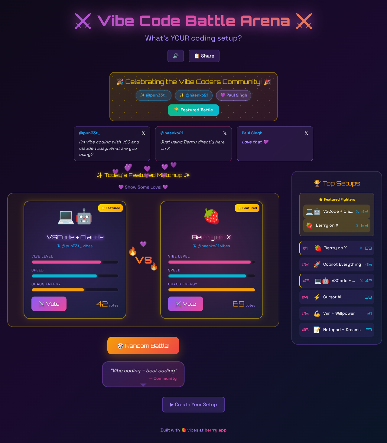 vibebattlecommunity app