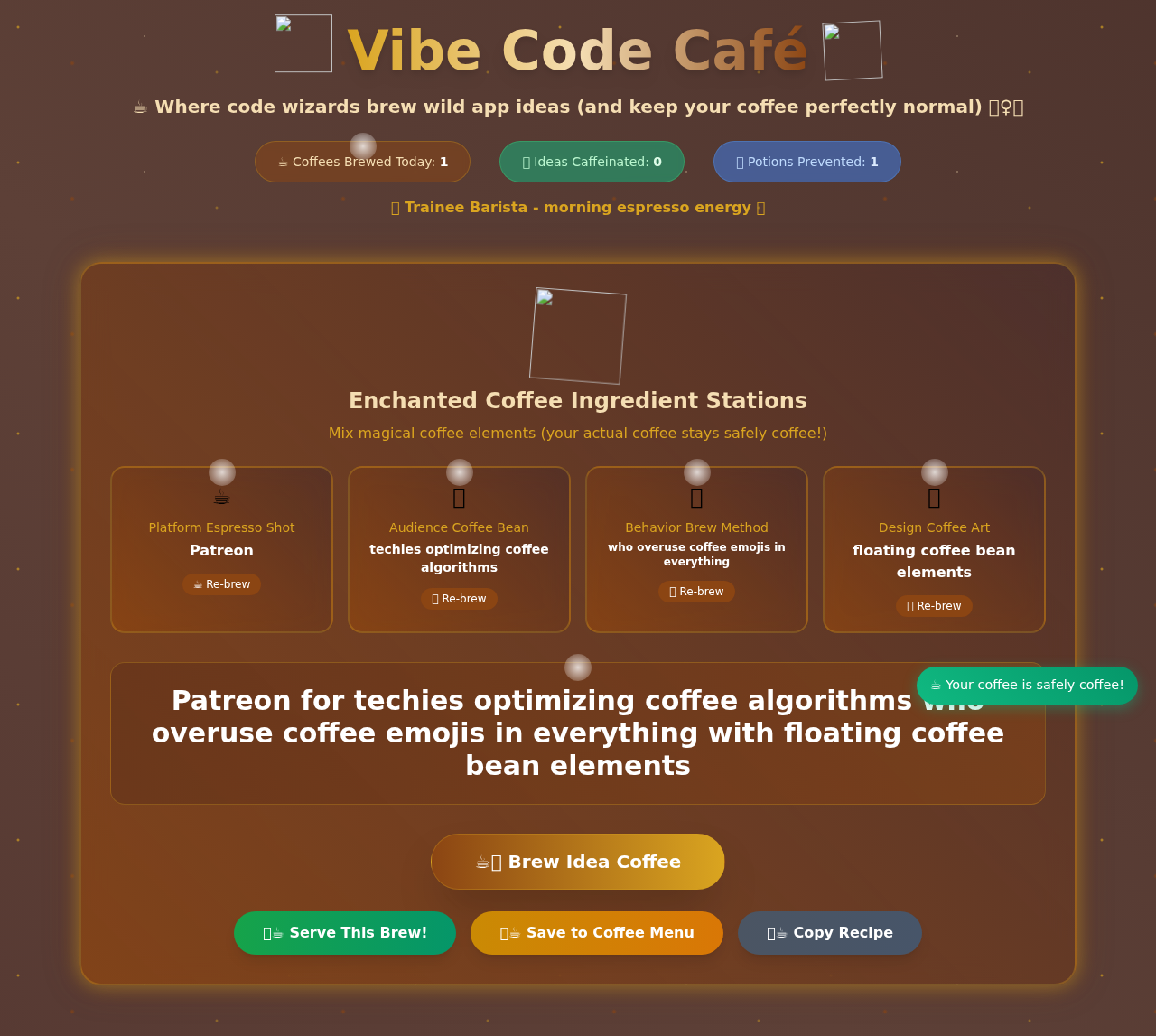 Vibe Code Café screenshot