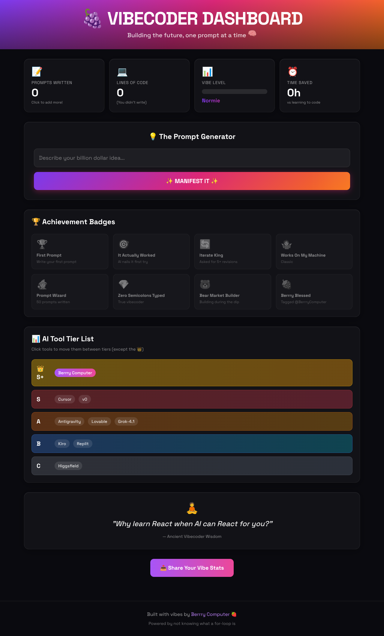 vibecoderdash app