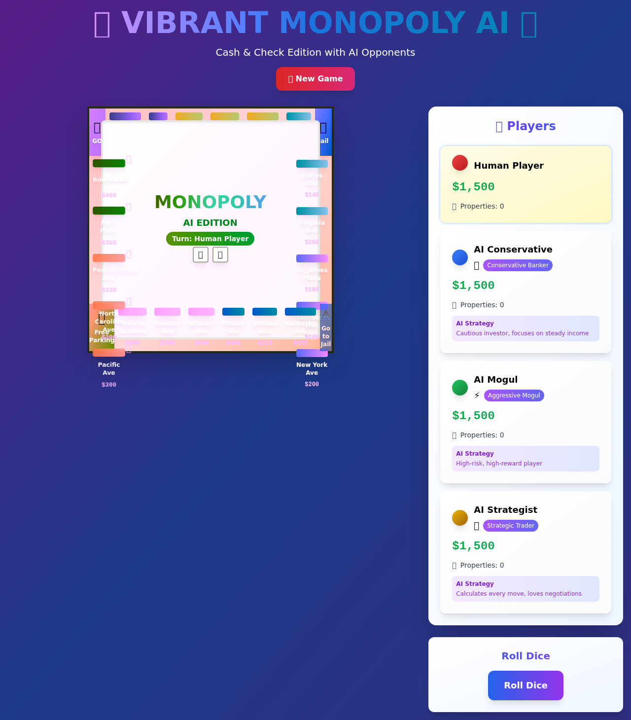 Vibrant Monopoly AI screenshot