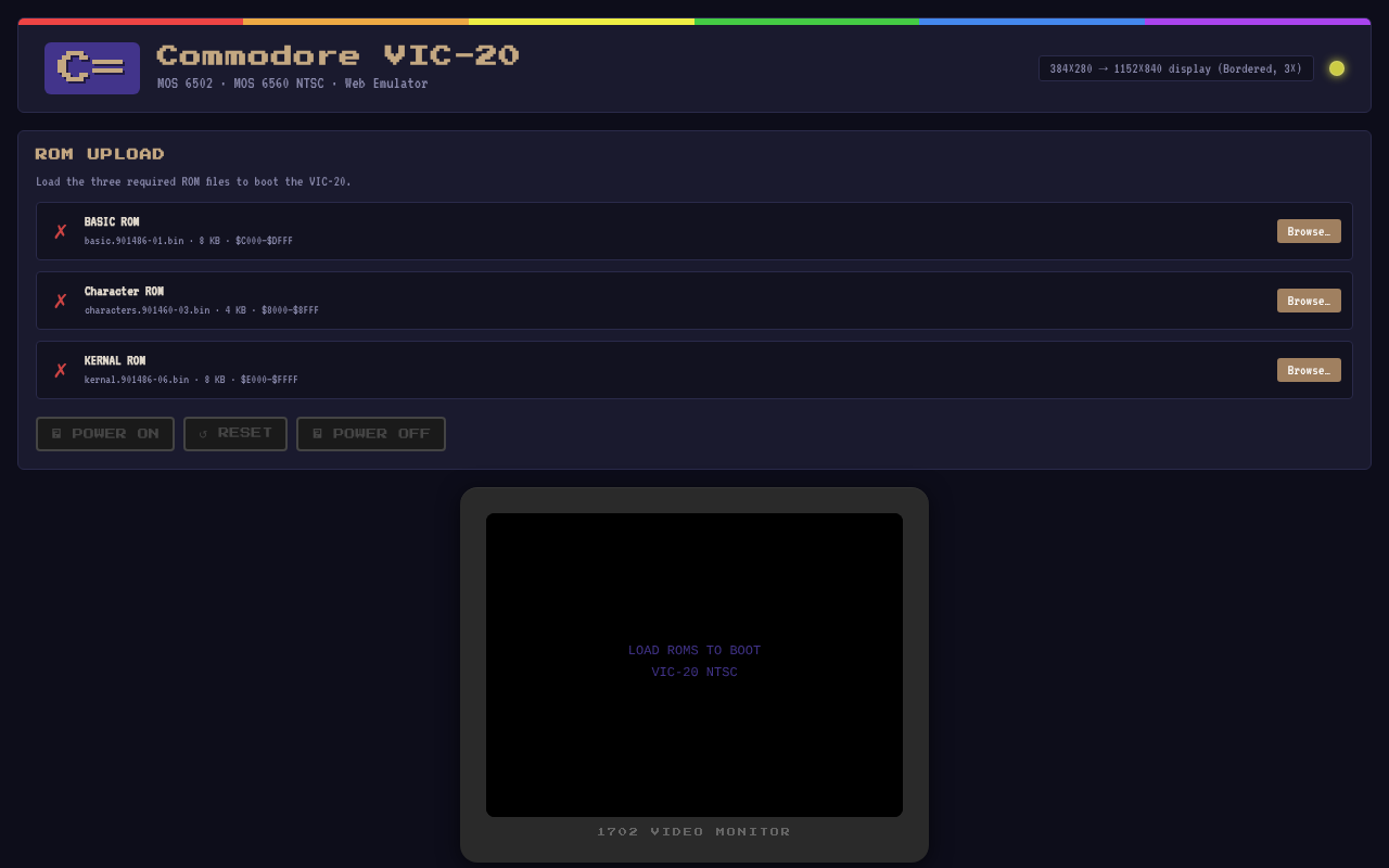VIC-20 NTSC Emulator screenshot