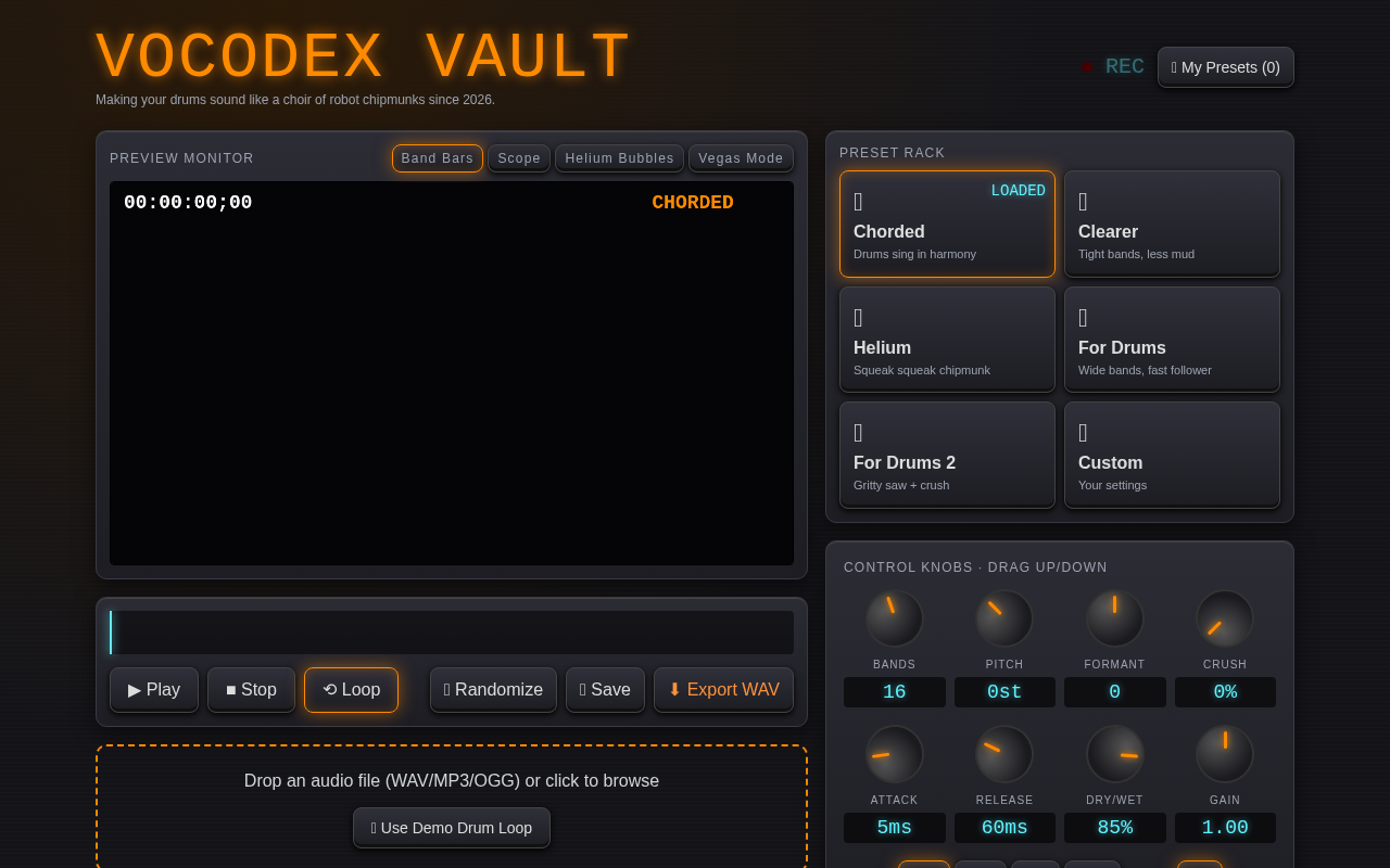 Vocodex Vault screenshot