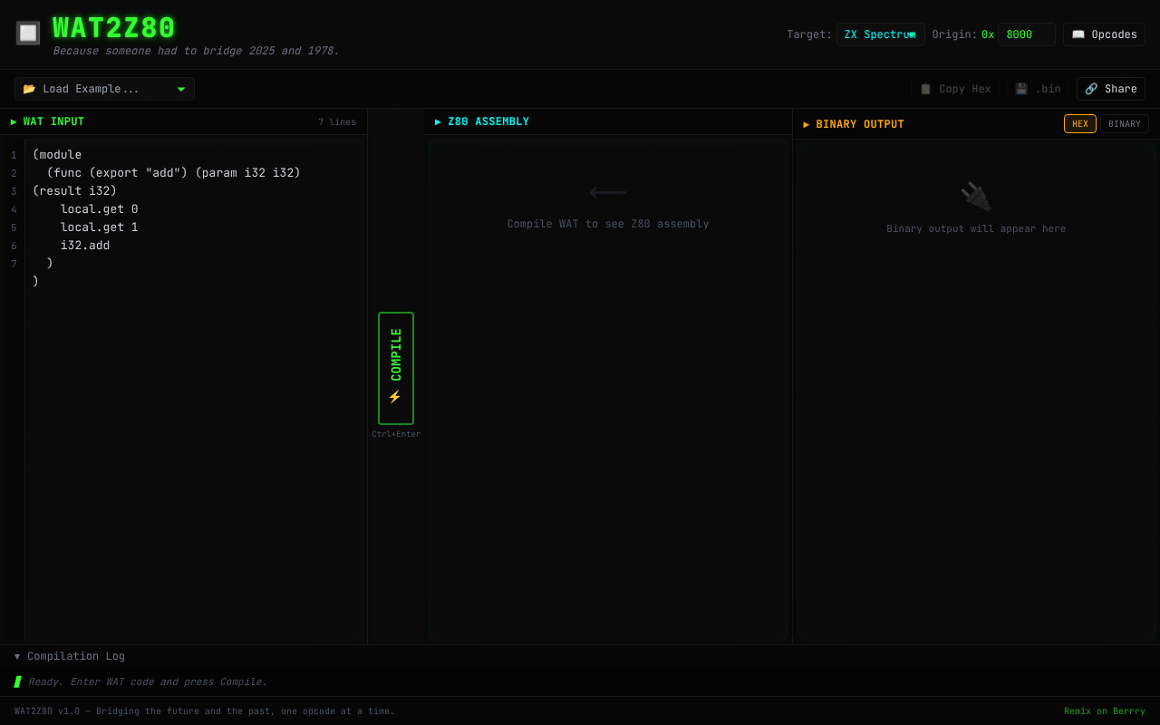WAT2Z80 screenshot