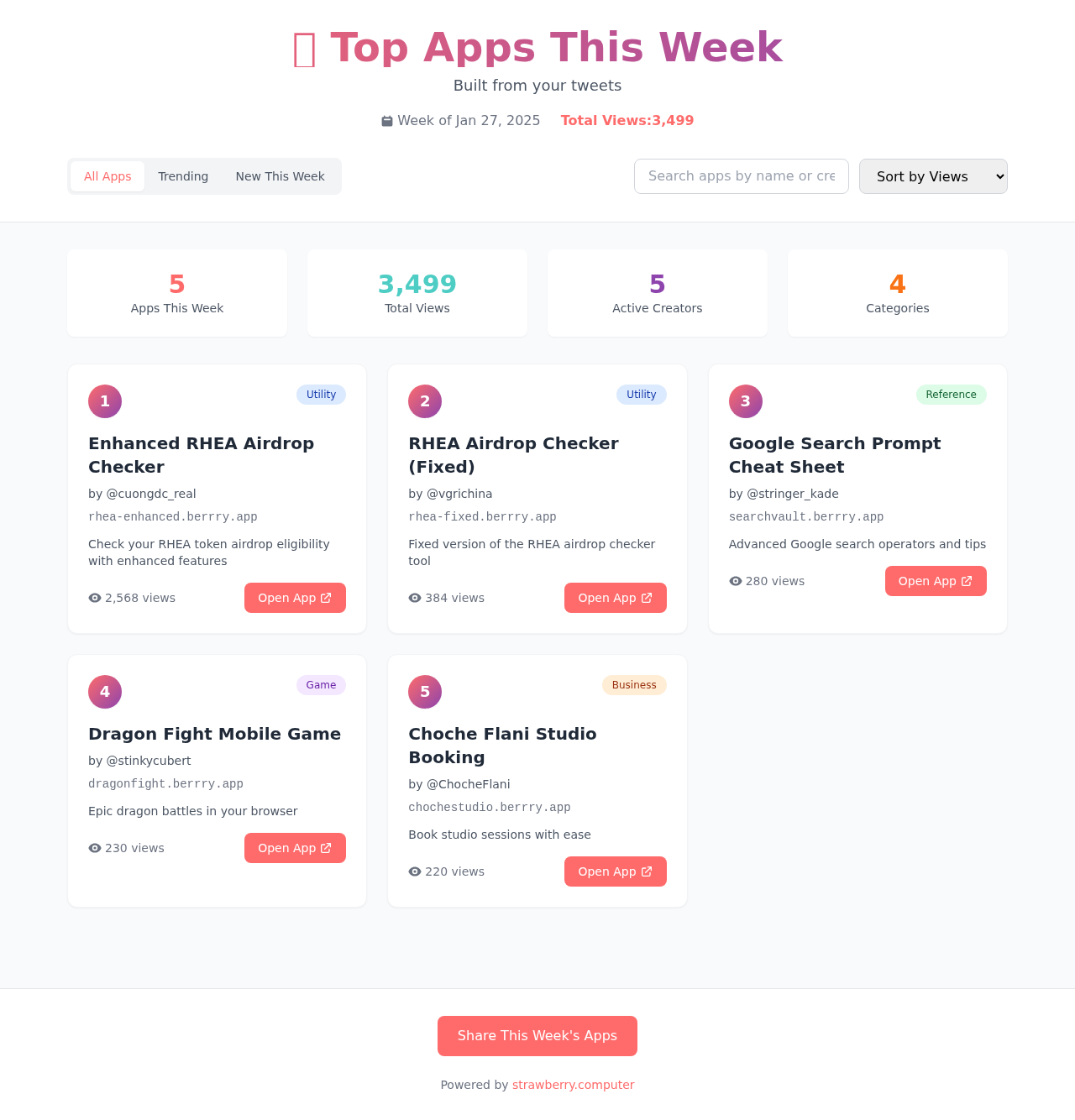 weeklyshowcase app