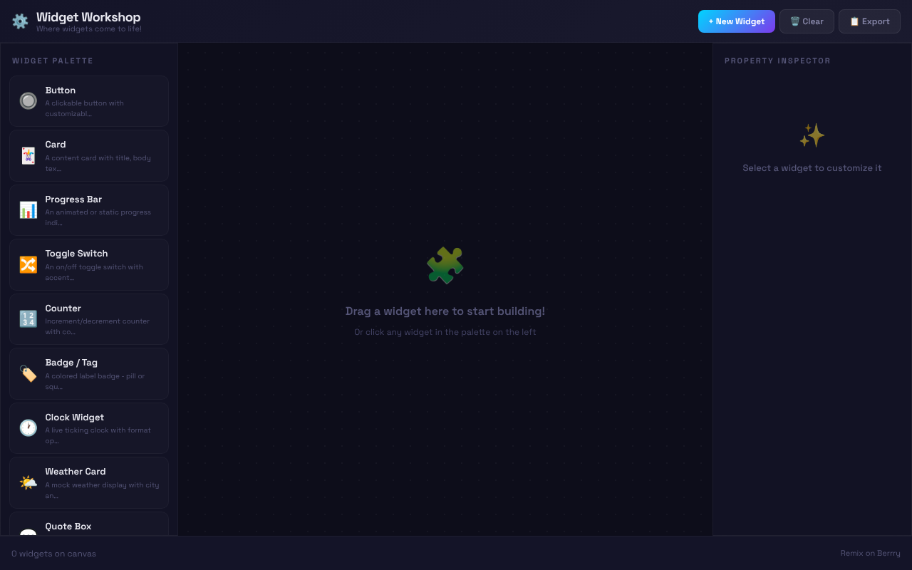 widgetworkshop app