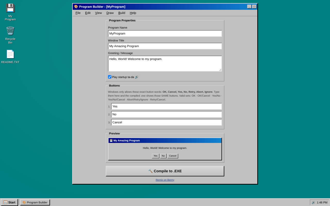 Win95 EXE Studio screenshot