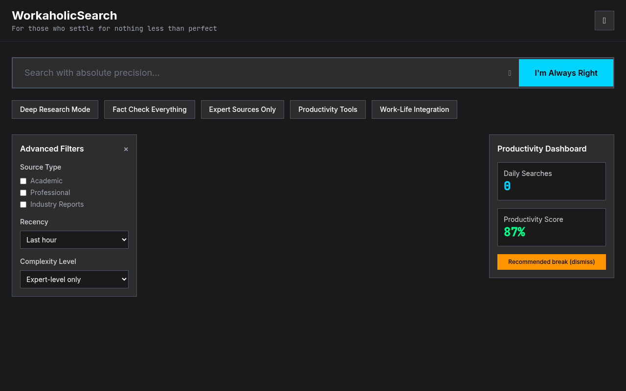 workaholic-search app