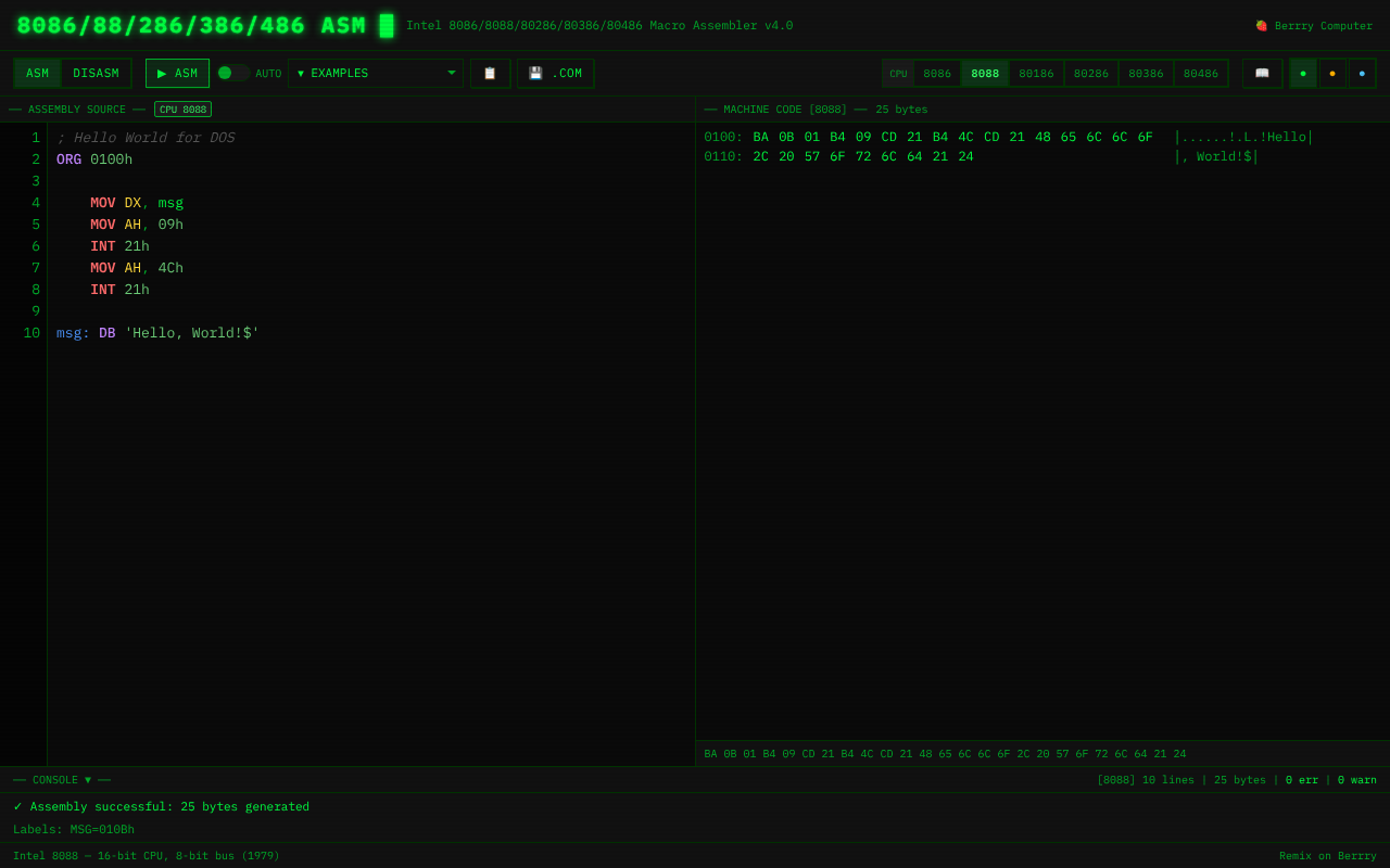8088/286 ASM screenshot