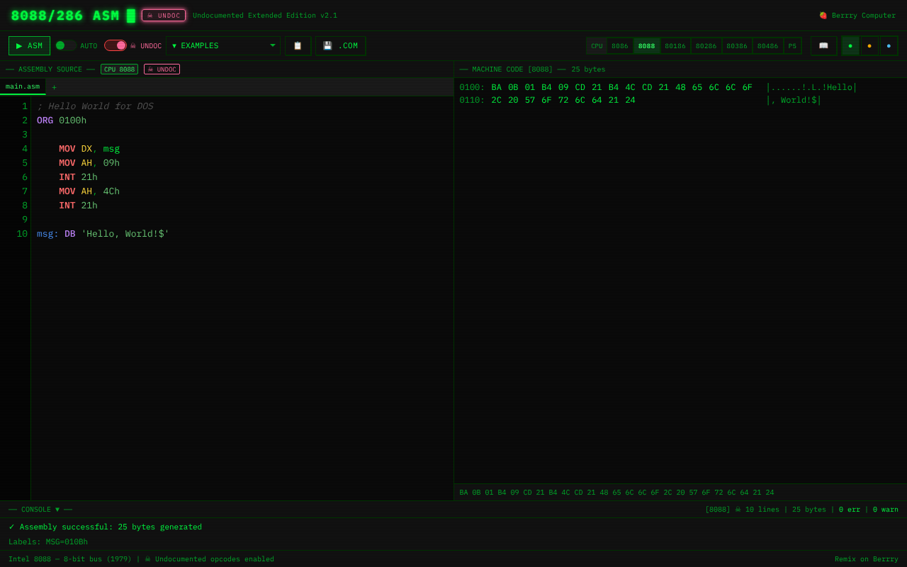 8086 ASM Assembler screenshot