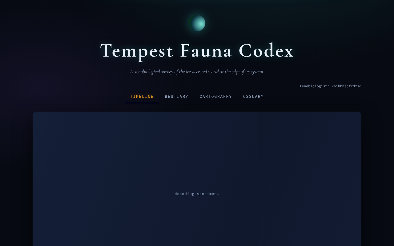 xenobiology-codex-tempest app