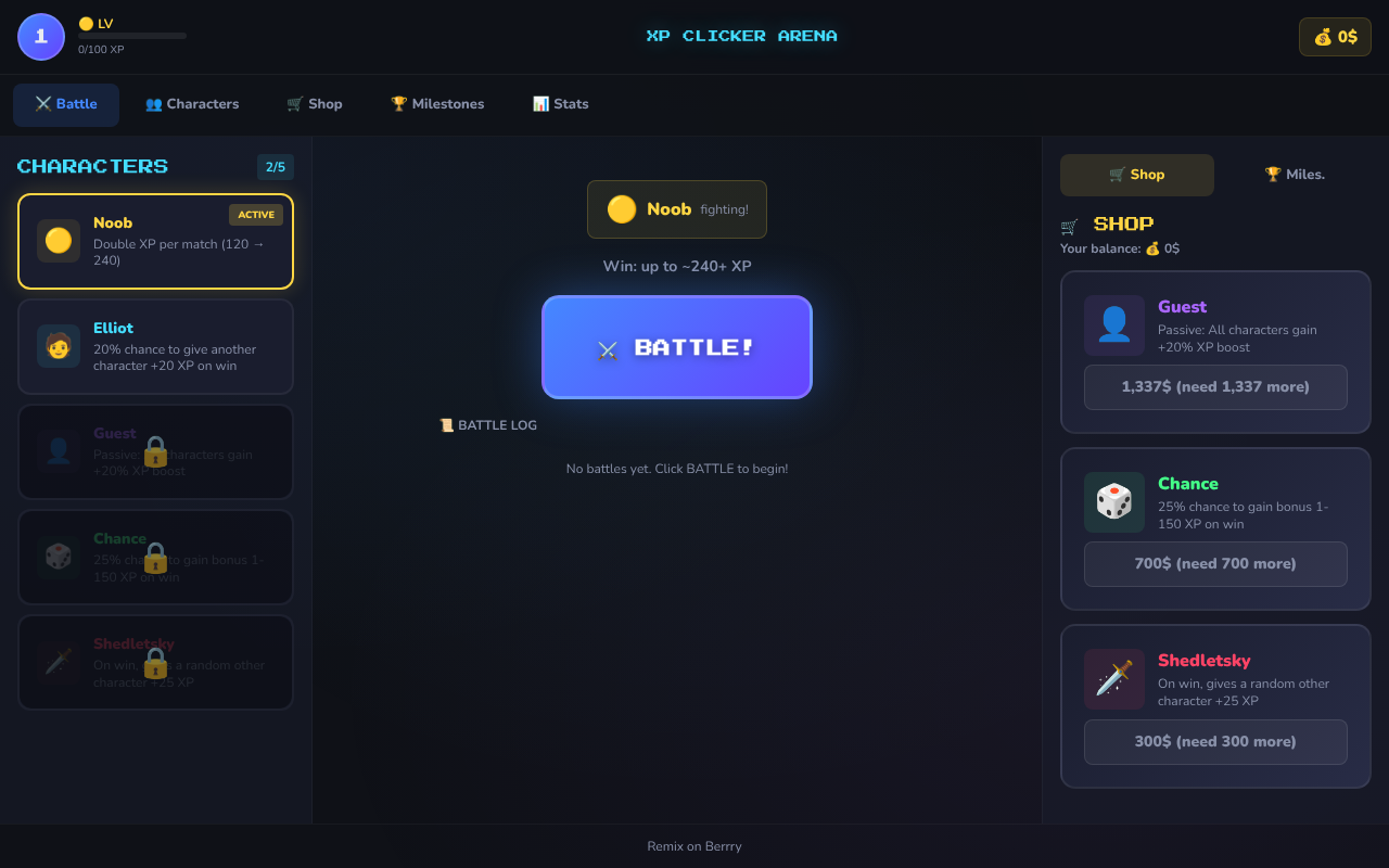 xp-clicker-arena app