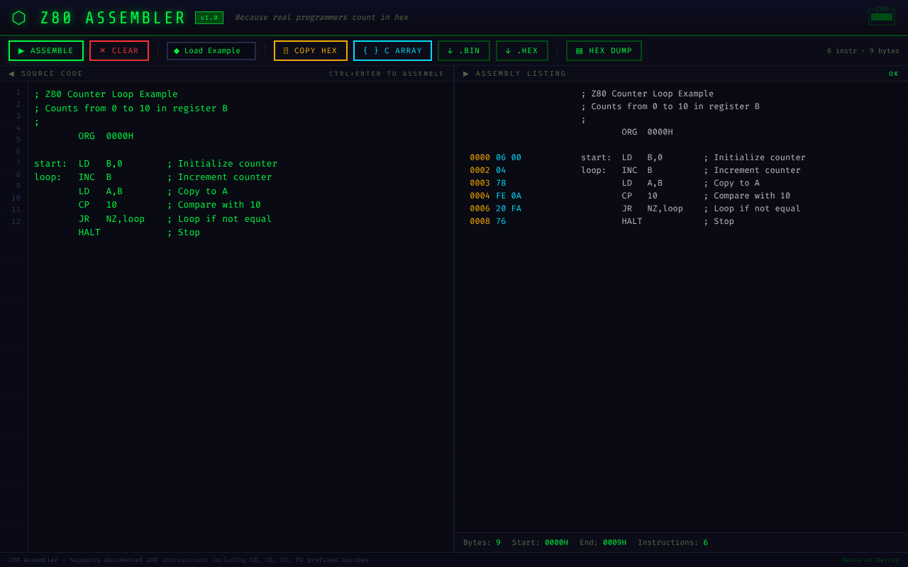 z80asm app