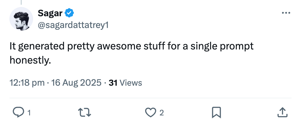 Testimonial from @sagardattatrey1